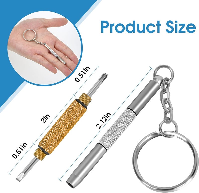 UNEAK - Eyeglass Screwdriver Repair Kit Silver & Yellow Precision 3 in 1 Mini Screwdrivers Set Keychain Glasses, Sunglasses, Sunglass, Watch, Electronics, Eyeglasses, Flat Head, Phillips, Hex - Image 5